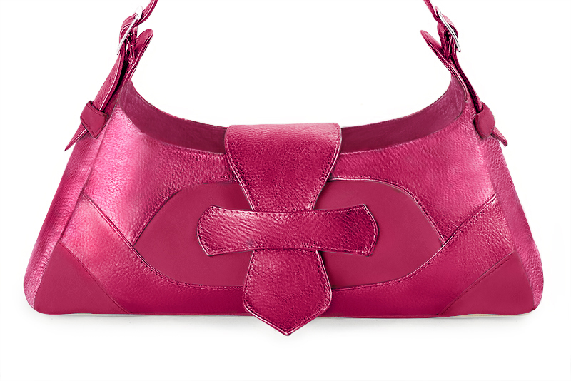 Dress handbag in fuchsia pink leather - Profile view